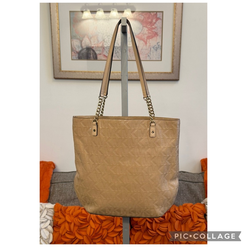 ❣️Michael Kors Jet Set NS Chain Tote Bag MK Sig Nude Patent Leather $268 MSRP❣️